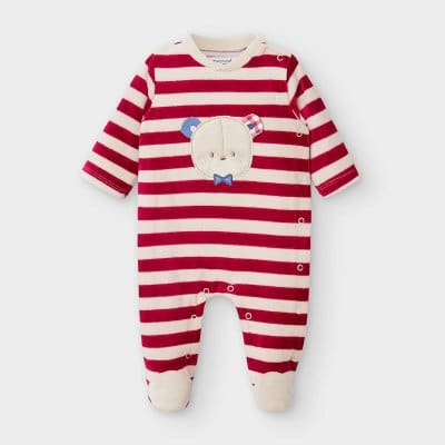 Φορμάκι βελουτε  ριγέ Νεογέννητο αγόρι Κόκκινο