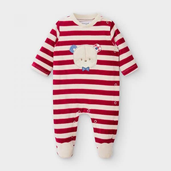 Φορμάκι βελουτε  ριγέ Νεογέννητο αγόρι Κόκκινο - Image 1
