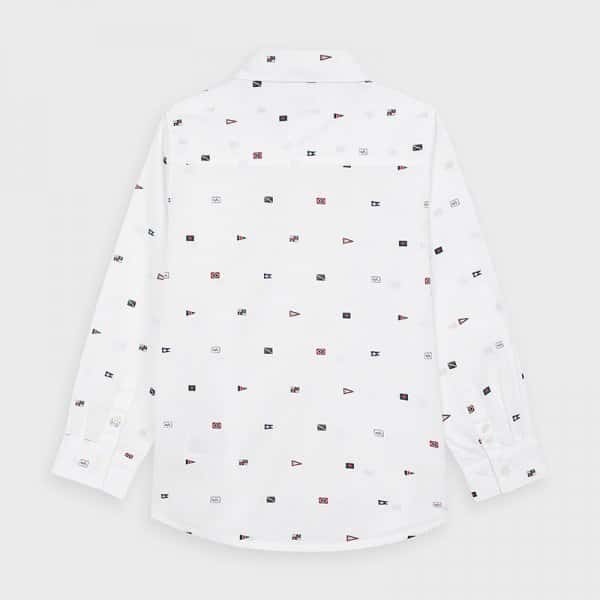 Πουκάμισο μακρυμάνικο σταμπωτό αγόρι Λευκό - Image 2