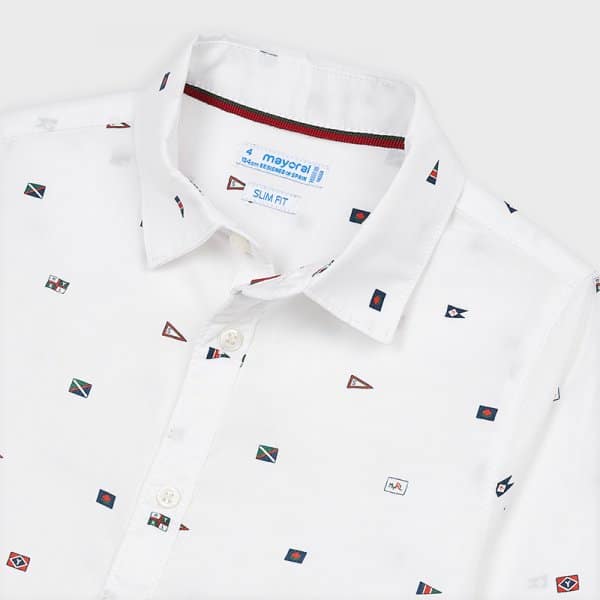 Πουκάμισο μακρυμάνικο σταμπωτό αγόρι Λευκό - Image 3