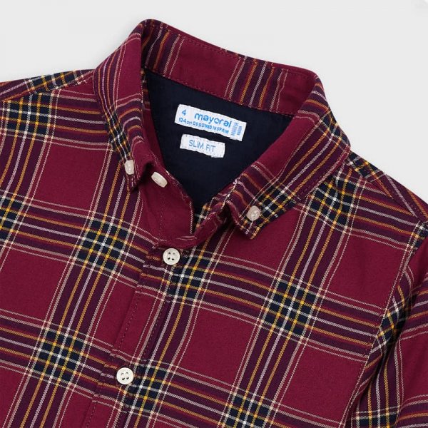 Πουκάμισο μακρυμάνικο καρό αγόρι Μπορντό - Image 3