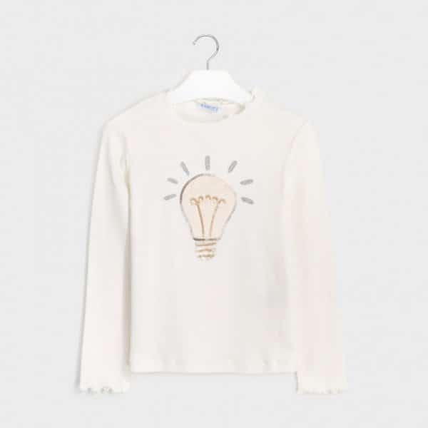 10-07067-064-800-4.jpg Μπλούζα μακρυμάνικη καναλέ κορίτσι Εκρού - Image 1