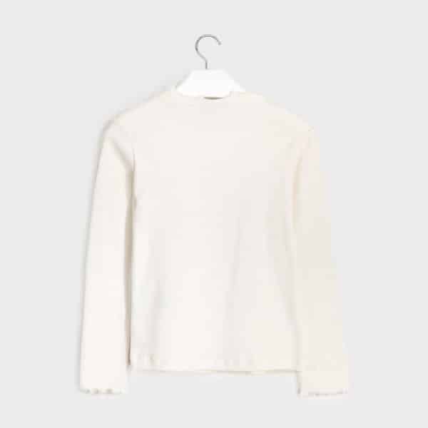 Μπλούζα μακρυμάνικη καναλέ κορίτσι Εκρού - Image 2