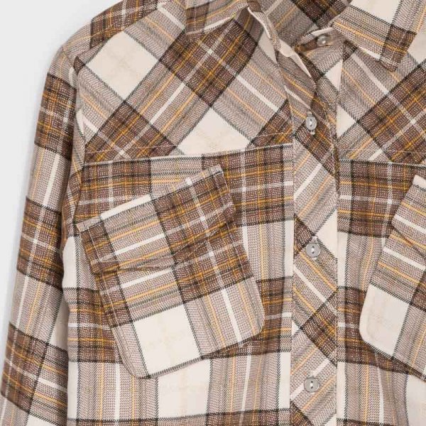 10-07144-009-800-6.jpg Πουκάμισο καρό κορίτσι Καφέ - Image 3