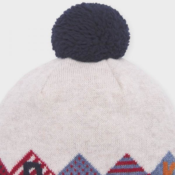 Σετ σκούφος και κασκόλ τρίχρωμα baby αγόρι Μπορντό - Image 2