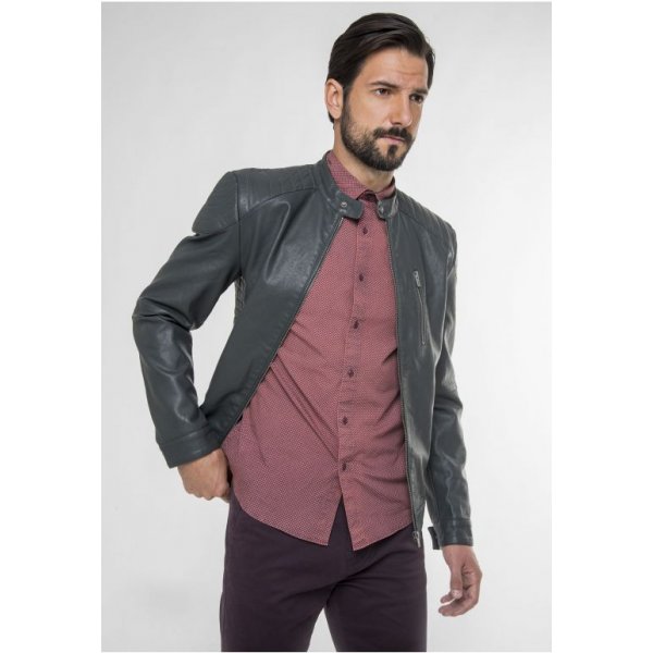 001.007078_DK_GREY_1 Ανδρικό Μπουφάν Biker - Image 1