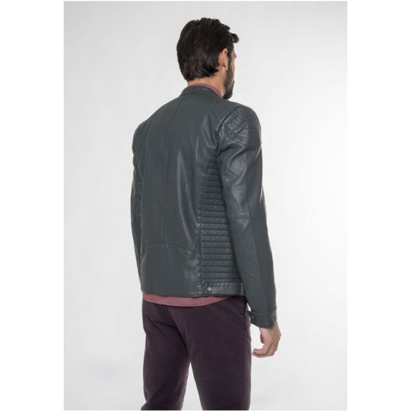 001.007078_DK_GREY_2 Ανδρικό Μπουφάν Biker - Image 2