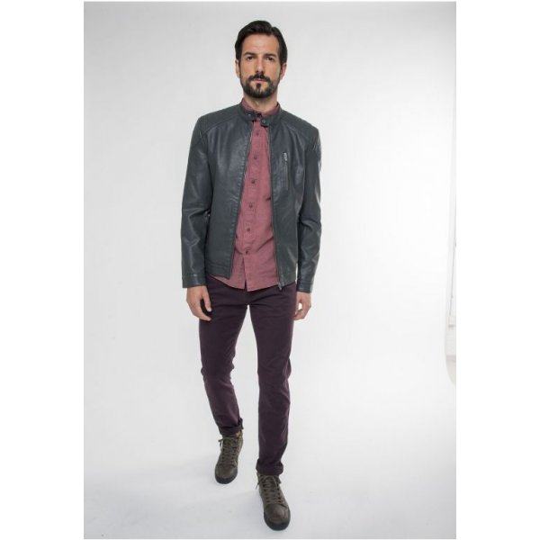 001.007078_DK_GREY_5 Ανδρικό Μπουφάν Biker - Image 3