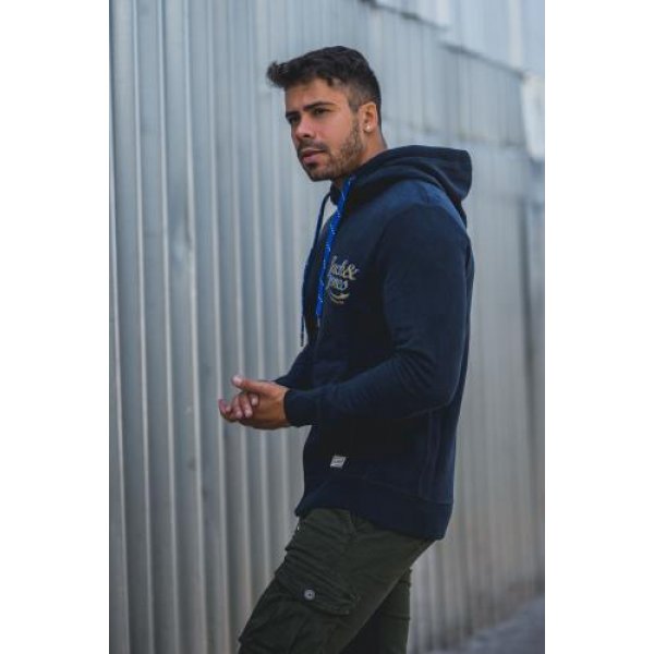 Jack & Jones Jorlars Sweat Zip Hood Φούτερ Μπλέ ζακέτα ανδρική - Image 3