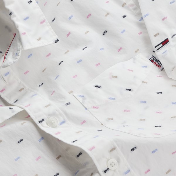 DM0DM10162YBR_D3 Ανδρικό Πουκάμισο Tommy Jeans Sleeve Dobby Shirt Λευκό - Image 2