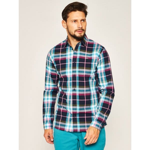 tommy-jeans-poukamiso-essential-check-dm0dm07911-egkhromo-regular-fit Tommy Jeans Πουκάμισο Ανδρικό καρό Έγχρωμο - Image 2