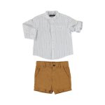 Σετ με βερμούδα πουκάμισο γιακάς μάο baby αγόρι Καφέ ανοιχτό