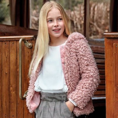 Παλτό γουνάκι με κουκούλα ροζ -Mayoral