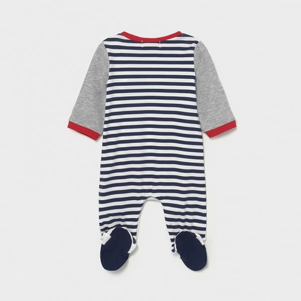 21-01632-010-800-5 Πιτζαμάκι με σκούφο Νεογέννητο αγόρι Ασημί Σκούρο - Image 2