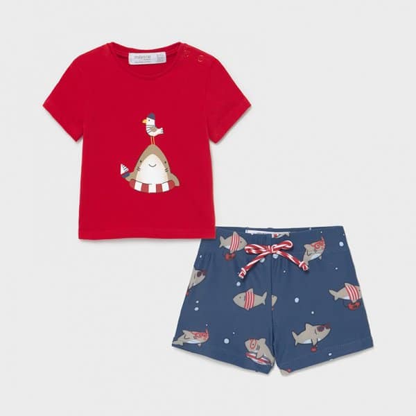 21-01652-014-800-4 Σετ μπάνιου και μπλούζα Νεογέννητο αγόρι Κόκκινο - Image 1