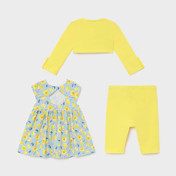 Σετ κολάν φόρεμα ζακέτα baby κορίτσι Κίτρινο - Image 2