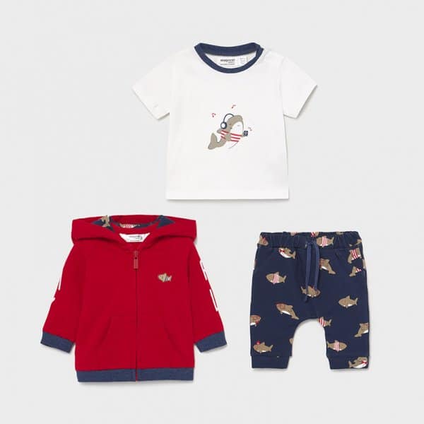 21-01841-090-800-4 Φόρμα με μπλούζα Νεογέννητο αγόρι Κόκκινη - Image 1