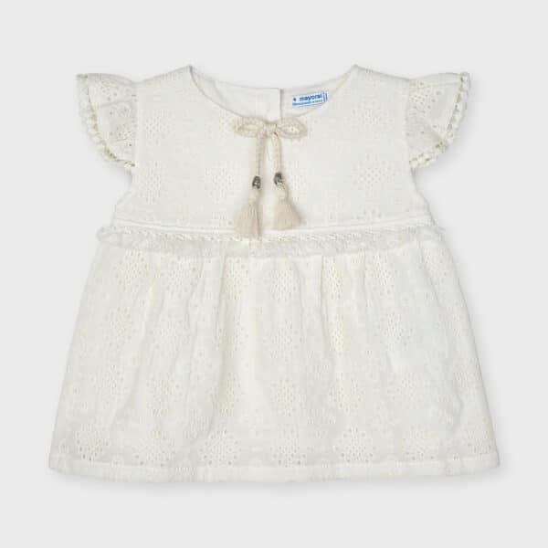 21-03191-042-800-4 Πουκαμίσα γάζα κεντητή κορίτσι Εκρού - Image 1