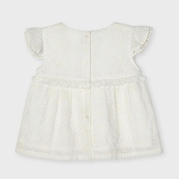 Πουκαμίσα γάζα κεντητή κορίτσι Εκρού - Image 2