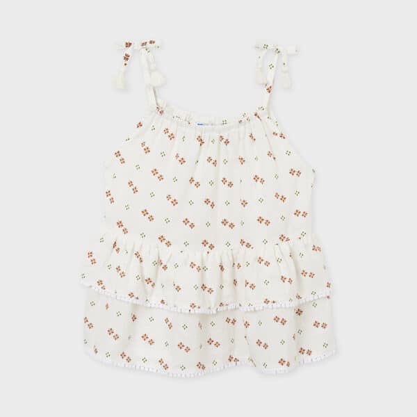 21-06188-090-800-4 Πουκαμίσα σταμπωτή τιράντες κορίτσι Μπεζ - Image 1