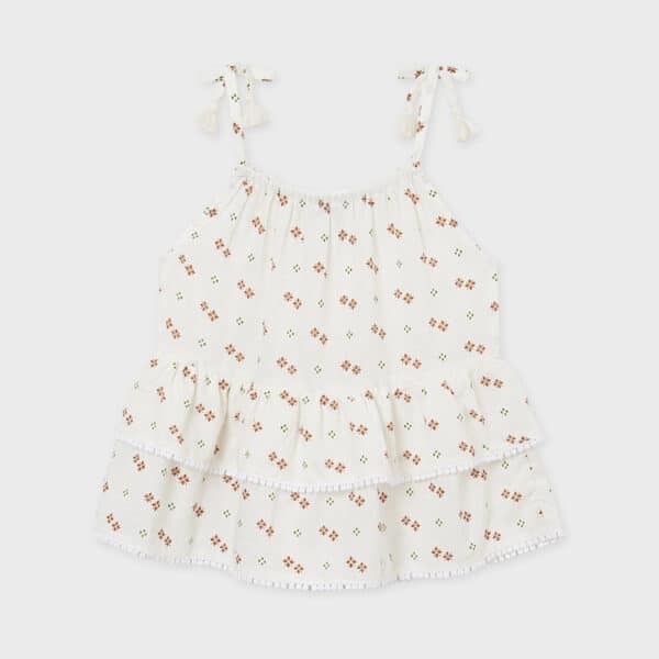 21-06188-090-800-5 Πουκαμίσα σταμπωτή τιράντες κορίτσι Μπεζ - Image 2