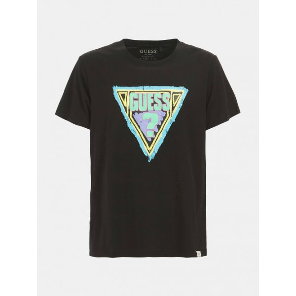 M1GI89_K8FQ1_JBLK_1 Ανδρική Μπλούζα Guess Brushed Triangle Cn sS Tee Μαύρο - Image 1