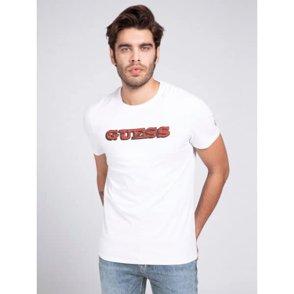 M1RI82J1311-TWHT Ανδρική Μπλούζα Κοντομάνικη Guess Nov Drp Promo Cn Λευκό - Image 1