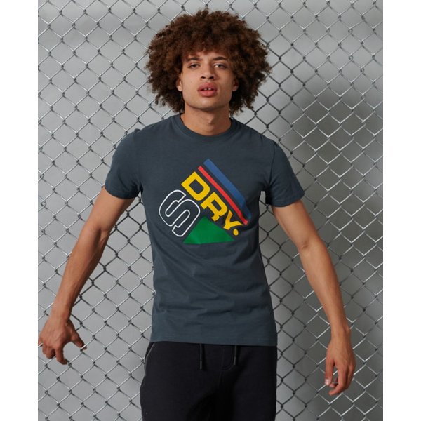 upload9223368955665741755 Ανδρική Κοντομάνικη Μπλούζα SUPERDRY Μπλέ Γκρί - Image 3