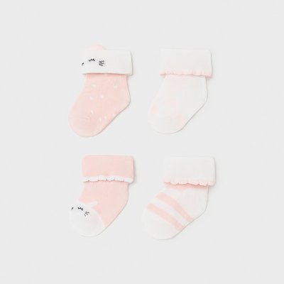 Σετ 4 καλτσάκια Νεογέννητο κορίτσι Ροζ μπεμπέ