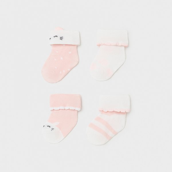 Σετ 4 καλτσάκια Νεογέννητο κορίτσι Ροζ μπεμπέ - Image 1
