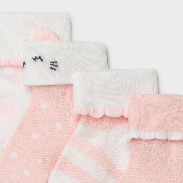 Σετ 4 καλτσάκια Νεογέννητο κορίτσι Ροζ μπεμπέ - Image 2