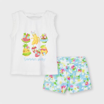 Σετ σορτς σταμπωτό λουλούδια κορίτσι