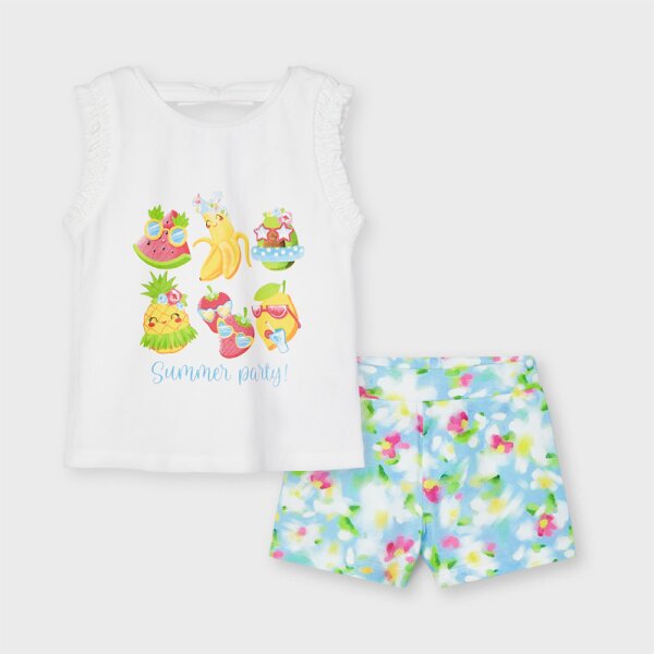 Σετ σορτς σταμπωτό λουλούδια κορίτσι - Image 1