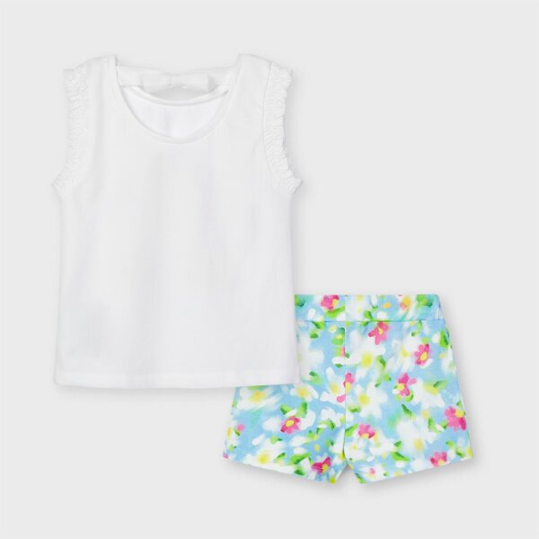 Σετ σορτς σταμπωτό λουλούδια κορίτσι - Image 2