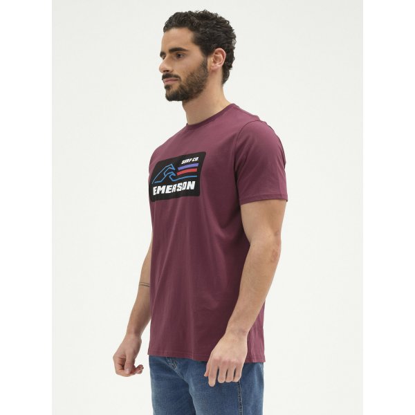 211.EM33.02_DUSTY WINE_2 Ανδρική Μπλούζα Κοντομάνικη Emerson Μπορντώ - Image 2