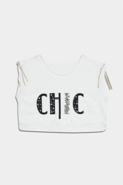 New College Μπλούζα crop "CHIC" με αλυσίδες