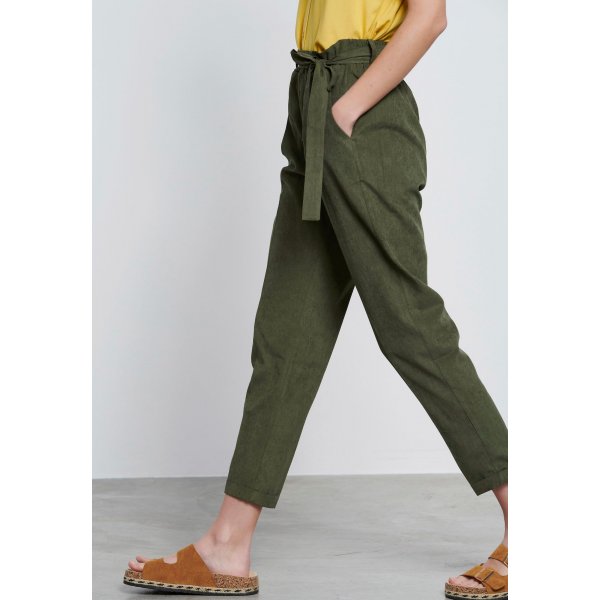 FBL003-120-02_BRONZE_GREEN_3 Γυναικείο Παντελόνι με λάστιχο στη μέση και ζώνη Πράσινο - Image 3