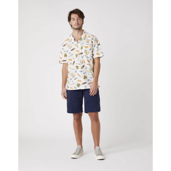 W5J3TUXME_5_mosaic Ανδρικό Πουκάμισο Κοντομάνικο Wrangler  SS Resort Shirt Papyrus Λευκό - Image 5