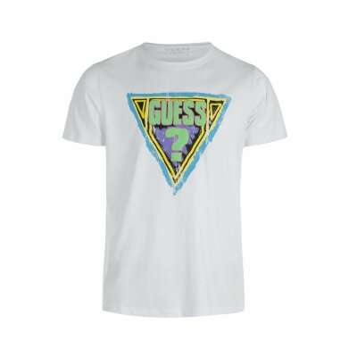 Ανδρική Μπλούζα Guess Brushed Triangle Cn sS Tee Λευκή