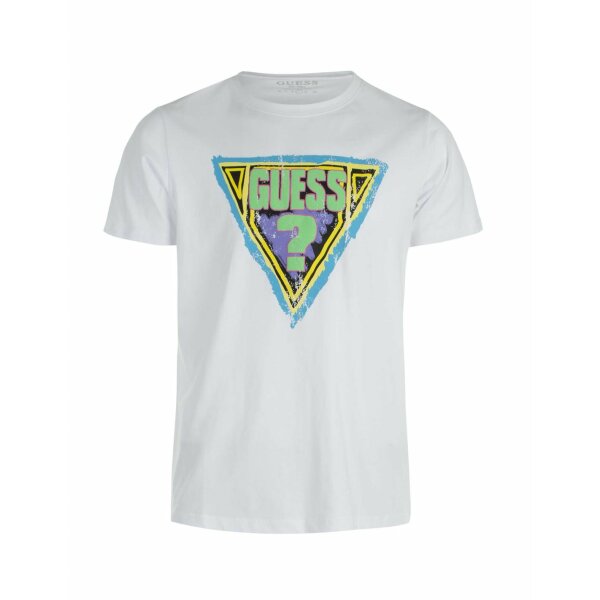 Ανδρική Μπλούζα Guess Brushed Triangle Cn sS Tee Λευκή - Image 1