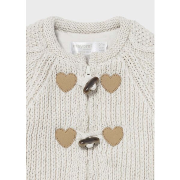 Ζακέτα πλεκτή με σκούφο Νεογέννητο κορίτσι Εκρού - Image 5