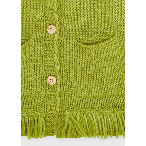 Ζακέτα πλεκτή κρόσσια Κορίτσι 2 έως 9 ετών Πράσινη - Image 4