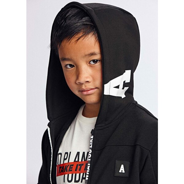 11-07421-010-L-2 Ζακέτα φούτερ Aγόρι 8 έως 16 ετών ΜΑΥΡΗ - Image 1