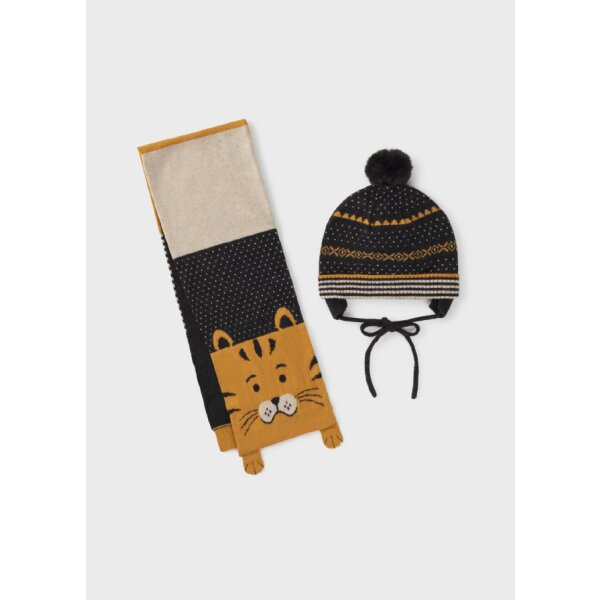 11-10104-093-L-4 Σετ σκούφος και κασκόλ Baby αγόρι Μουσταρδί - Image 1