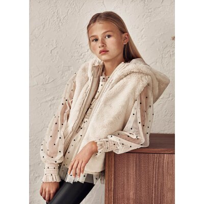 Γιλέκο διπλής όψης Κορίτσι 8 έως 16 ετών Εκρού