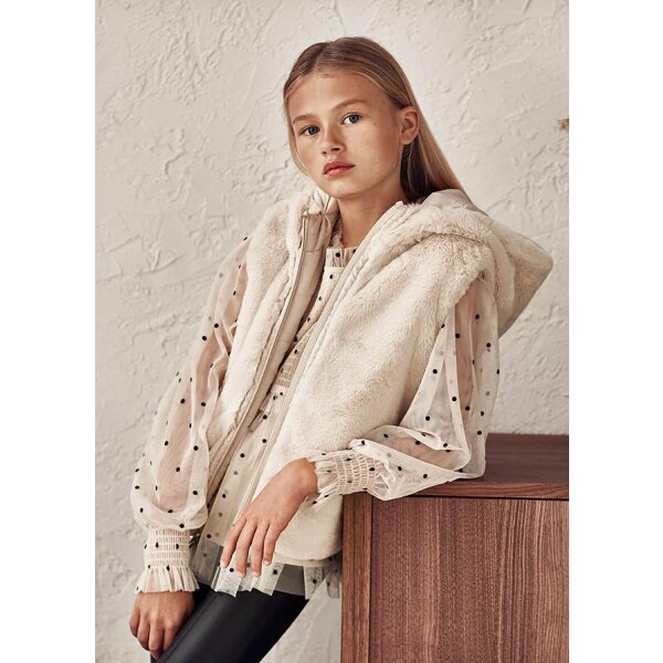 Γιλέκο διπλής όψης Κορίτσι 8 έως 16 ετών Εκρού - Image 1