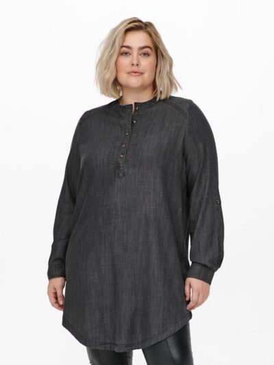 ΠΟΥΚΑΜΙΣΟ PLUS SIZE CURVY DENIM TUNIC ONLY CARMAKOMA ΜΑΥΡΟ