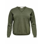 ΜΠΛΟΥΖΑ ΠΛΕΧΤΗ PLUS SIZE CURVY V-NECK ONLY CARMAKOMA ΧΑΚΙ - Image 2