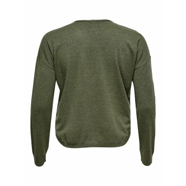 ΜΠΛΟΥΖΑ ΠΛΕΧΤΗ PLUS SIZE CURVY V-NECK ONLY CARMAKOMA ΧΑΚΙ - Image 3