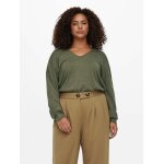 ΜΠΛΟΥΖΑ ΠΛΕΧΤΗ PLUS SIZE CURVY V-NECK ONLY CARMAKOMA ΧΑΚΙ